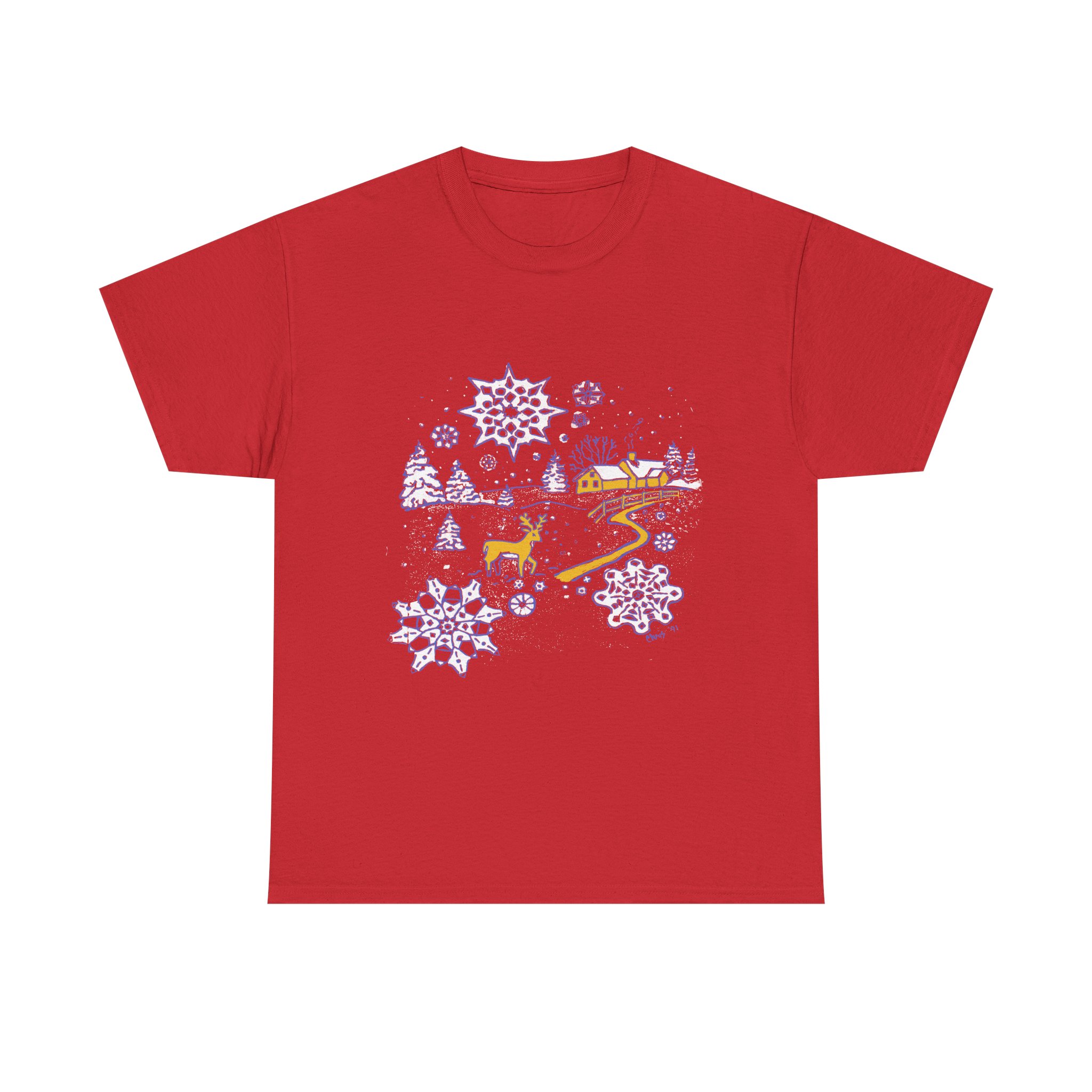 Christmas Snow in Winter Wonderland - Unisex Heavy Cotton Tee