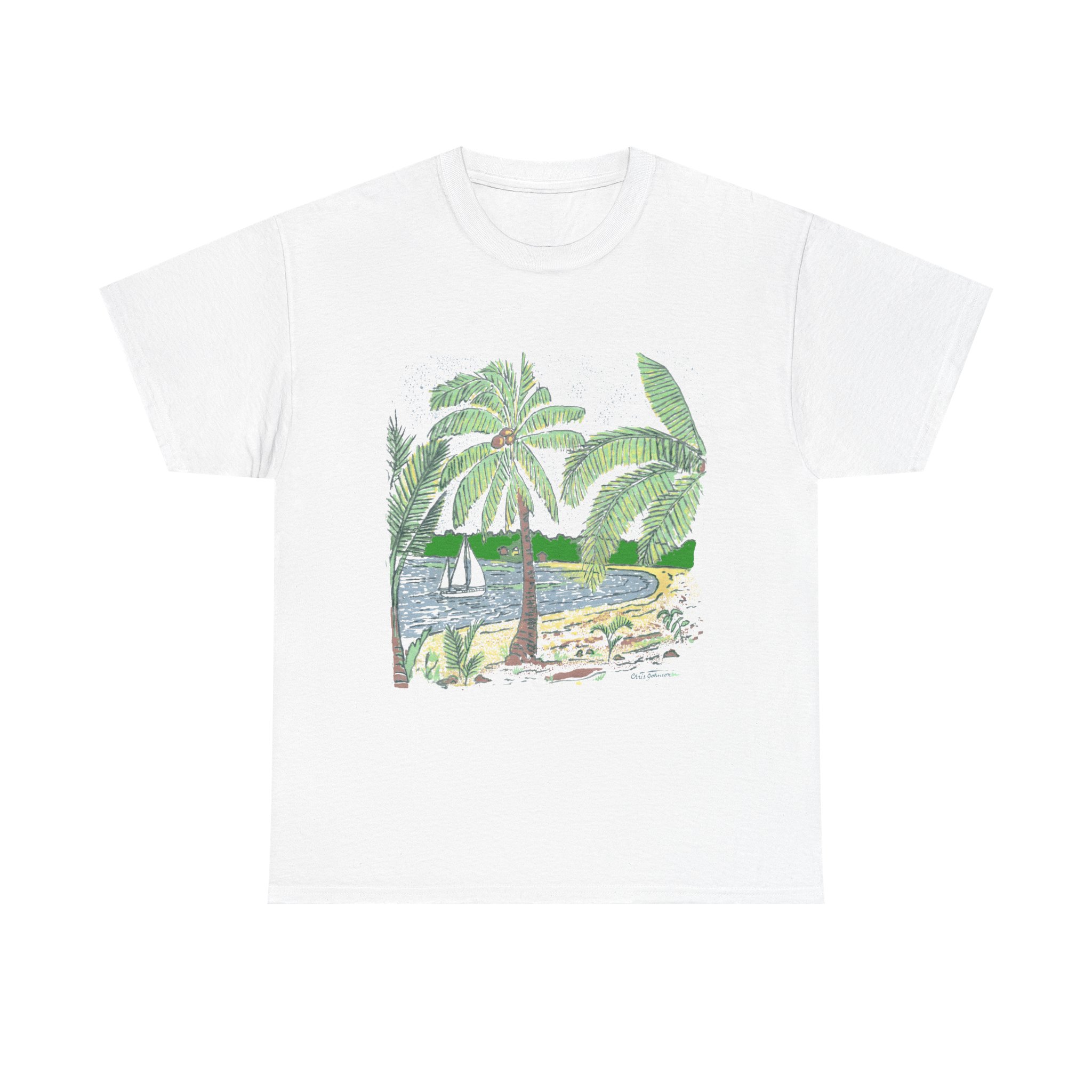 Palm Trees at the Beach - Unisex Heavy Cotton Tee